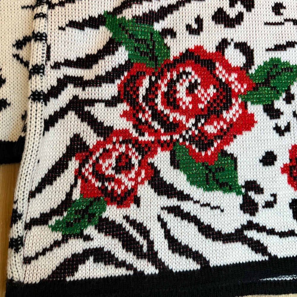 Vintage Animal Print Floral Sweater - Picture 2 of 6